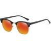 imageMEETSUN Retro Semi Rimless Polarized Sunglasses for Men Women Classic Trendy Driving Sun Glasses UV ProtectionB3matte Black Framegolden RimRed Mirrored Lens