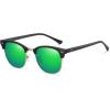 imageMEETSUN Retro Semi Rimless Polarized Sunglasses for Men Women Classic Trendy Driving Sun Glasses UV ProtectionB4matte Black Framegolden RimGreen Mirrored Lens
