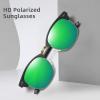 imageMEETSUN Retro Semi Rimless Polarized Sunglasses for Men Women Classic Trendy Driving Sun Glasses UV ProtectionB4matte Black Framegolden RimGreen Mirrored Lens