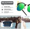 imageMEETSUN Retro Semi Rimless Polarized Sunglasses for Men Women Classic Trendy Driving Sun Glasses UV ProtectionB4matte Black Framegolden RimGreen Mirrored Lens