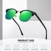 imageMEETSUN Retro Semi Rimless Polarized Sunglasses for Men Women Classic Trendy Driving Sun Glasses UV ProtectionB4matte Black Framegolden RimGreen Mirrored Lens
