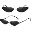 imageMEETSUN Retro Vintage Cat Eye Sunglasses For Women Men Narrow Small Oval Glasses Petals Shape Curved Temple DesignBlack  Grey