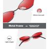 imageMEETSUN Retro Vintage Cat Eye Sunglasses For Women Men Narrow Small Oval Glasses Petals Shape Curved Temple DesignBlack  Red