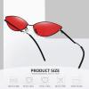 imageMEETSUN Retro Vintage Cat Eye Sunglasses For Women Men Narrow Small Oval Glasses Petals Shape Curved Temple DesignBlack  Red