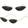 imageMEETSUN Retro Vintage Cat Eye Sunglasses For Women Men Narrow Small Oval Glasses Petals Shape Curved Temple DesignGold  Grey
