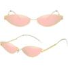 imageMEETSUN Retro Vintage Cat Eye Sunglasses For Women Men Narrow Small Oval Glasses Petals Shape Curved Temple DesignGold  Pink