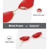 imageMEETSUN Retro Vintage Cat Eye Sunglasses For Women Men Narrow Small Oval Glasses Petals Shape Curved Temple DesignGold  Red