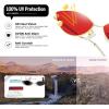 imageMEETSUN Retro Vintage Cat Eye Sunglasses For Women Men Narrow Small Oval Glasses Petals Shape Curved Temple DesignGold  Red