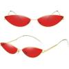imageMEETSUN Retro Vintage Cat Eye Sunglasses For Women Men Narrow Small Oval Glasses Petals Shape Curved Temple DesignGold  Red