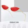imageMEETSUN Retro Vintage Cat Eye Sunglasses For Women Men Narrow Small Oval Glasses Petals Shape Curved Temple DesignGold  Red