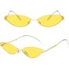 imageMEETSUN Retro Vintage Cat Eye Sunglasses For Women Men Narrow Small Oval Glasses Petals Shape Curved Temple DesignGold  Yellow