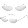 imageMEETSUN Retro Vintage Cat Eye Sunglasses For Women Men Narrow Small Oval Glasses Petals Shape Curved Temple DesignSilver  Silver