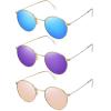 imageMEETSUN Round Polarized Sunglasses for Women Men Classic Retro Metal Frame Sun Glasses UV Protection3 Pack GoldBlue  GoldPink  GoldPurple