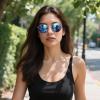 imageMEETSUN Round Polarized Sunglasses for Women Men Classic Retro Metal Frame Sun Glasses UV Protection3 Pack GoldBlue  GoldPink  GoldPurple