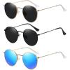 imageMEETSUN Round Polarized Sunglasses for Women Men Classic Retro Metal Frame Sun Glasses UV Protection3 Pack GoldGrey  BlackGrey  GoldBlue
