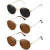 imageMEETSUN Round Polarized Sunglasses for Women Men Classic Retro Metal Frame Sun Glasses UV Protection3 Pack GoldGrey  GoldBrown  LeopardBrown