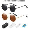 imageMEETSUN Small Round Polarized Sunglasses for Men Women Retro Vintage Circle Hippie Sun Glasses UV400Black  Gray  Gold  Brown