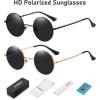 imageMEETSUN Small Round Polarized Sunglasses for Men Women Retro Vintage Circle Hippie Sun Glasses UV400Black  Grey  Gold  Grey