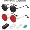 imageMEETSUN Small Round Polarized Sunglasses for Men Women Retro Vintage Circle Hippie Sun Glasses UV400Black  Grey  Gold  Red