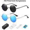 imageMEETSUN Small Round Polarized Sunglasses for Men Women Retro Vintage Circle Hippie Sun Glasses UV400Black  Grey  Silver  Blue Mirrored