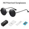 imageMEETSUN Small Round Polarized Sunglasses for Men Women Retro Vintage Circle Hippie Sun Glasses UV400Black  Grey