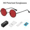imageMEETSUN Small Round Polarized Sunglasses for Men Women Retro Vintage Circle Hippie Sun Glasses UV400Black Framered Lens