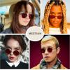 imageMEETSUN Small Round Polarized Sunglasses for Men Women Retro Vintage Circle Hippie Sun Glasses UV400Black Framered Lens