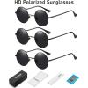 imageMEETSUN Small Round Polarized Sunglasses for Men Women Retro Vintage Circle Hippie Sun Glasses UV400Blackblackblack