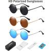 imageMEETSUN Small Round Polarized Sunglasses for Men Women Retro Vintage Circle Hippie Sun Glasses UV400Blackbrownblue