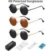 imageMEETSUN Small Round Polarized Sunglasses for Men Women Retro Vintage Circle Hippie Sun Glasses UV400Blackbrowngold Grey