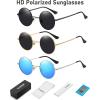 imageMEETSUN Small Round Polarized Sunglasses for Men Women Retro Vintage Circle Hippie Sun Glasses UV400Blackgold Greyblue