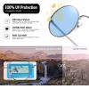 imageMEETSUN Small Round Polarized Sunglasses for Men Women Retro Vintage Circle Hippie Sun Glasses UV400Silver  Blue