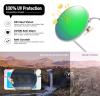 imageMEETSUN Small Round Polarized Sunglasses for Men Women Retro Vintage Circle Hippie Sun Glasses UV400Silver  Green Mirrored