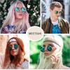 imageMEETSUN Small Round Polarized Sunglasses for Men Women Retro Vintage Circle Hippie Sun Glasses UV400Silver  Green Mirrored