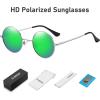 imageMEETSUN Small Round Polarized Sunglasses for Men Women Retro Vintage Circle Hippie Sun Glasses UV400Silver  Green Mirrored
