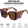 imageMEETSUN Trendy Retro Cat Eye Oversized Sunglasses for Women Stylish Vintage Wide Legs Square 90s Big Shades UV400 ProtectionTortoiseshell FrameBrown Lens