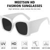 imageMEETSUN Trendy Retro Cat Eye Oversized Sunglasses for Women Stylish Vintage Wide Legs Square 90s Big Shades UV400 ProtectionWhite FrameGray Lens