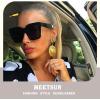 imageMEETSUN Vintage Square Oversized Sunglasses for Women Fashion Retro Designer Shades Big Trendy Large SunniesBlack  Grey