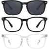 3 Pack Black + Clear + Matte Black Frame/Grey Lens