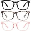 imageMEETSUN 3Pack Blue Light Blocking Glasses Anti Eye Strain Headache Sleep Better Computer Glasses UV400 Lens Black  Brown Gradient  Clear3 Pack Blackleopardpink