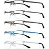 imageMEETSUN 5Pack Reading Glasses for Men Blue Light Blocking Readers Glasses Spring Hinge Metal Half Frame Anti Glare Filter5pcsblackbrownbluegunsilver
