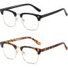 imageMEETSUN Blue Light Blocking Glasses WomenMenAnti Eyestrain Filter Blue Ray Retro Computer Game Glasses ampamp UV400Reduce Glare LensBlack  Leopard  2 PcakBlack  Leopard  2 Pack