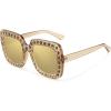 imageMEETSUN Elton Square Rhinestone Sunglasses  Oversized Bling for Women with Diamond Frames  70s Retro for Beach ampamp DiscoBrown FrameBrown Lens