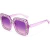 imageMEETSUN Elton Square Rhinestone Sunglasses  Oversized Bling for Women with Diamond Frames  70s Retro for Beach ampamp DiscoPurple FramePurple Gradient Lens Sunglasses