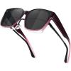 imageMEETSUN Lightweight Fit Over Glasses Sunglasses for Women Oversized Trendy Large Square Polarized Sun Glasses for DrivingRed