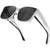 imageMEETSUN Lightweight Fit Over Glasses Sunglasses for Women Oversized Trendy Large Square Polarized Sun Glasses for DrivingWhite
