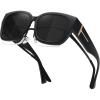 imageMEETSUN Oversized Fit Over Glasses Sunglasses for Women Men Large Trendy Polarized Sunglasses for Driving UV ProtectionXlblack Framegrey Lens