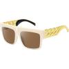 imageMEETSUN Oversized Sunglasses For Women Men 80s 90s Hip Hop sunglasses Rapper Metal Chain Arm Design UV400 ProtectionBeige  Brown