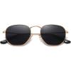 imageMEETSUN Polarized Hexagon Sunglasses for Women Men Polygon Square Sun Glasses UV400 Protection Metal FrameGold Framegray Lens