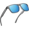 imageMEETSUN Polarized Sunglasses For Men Women UV Protection Square Frame Sport Fishing Driving SunglassesClear GreyBlue Mirrored